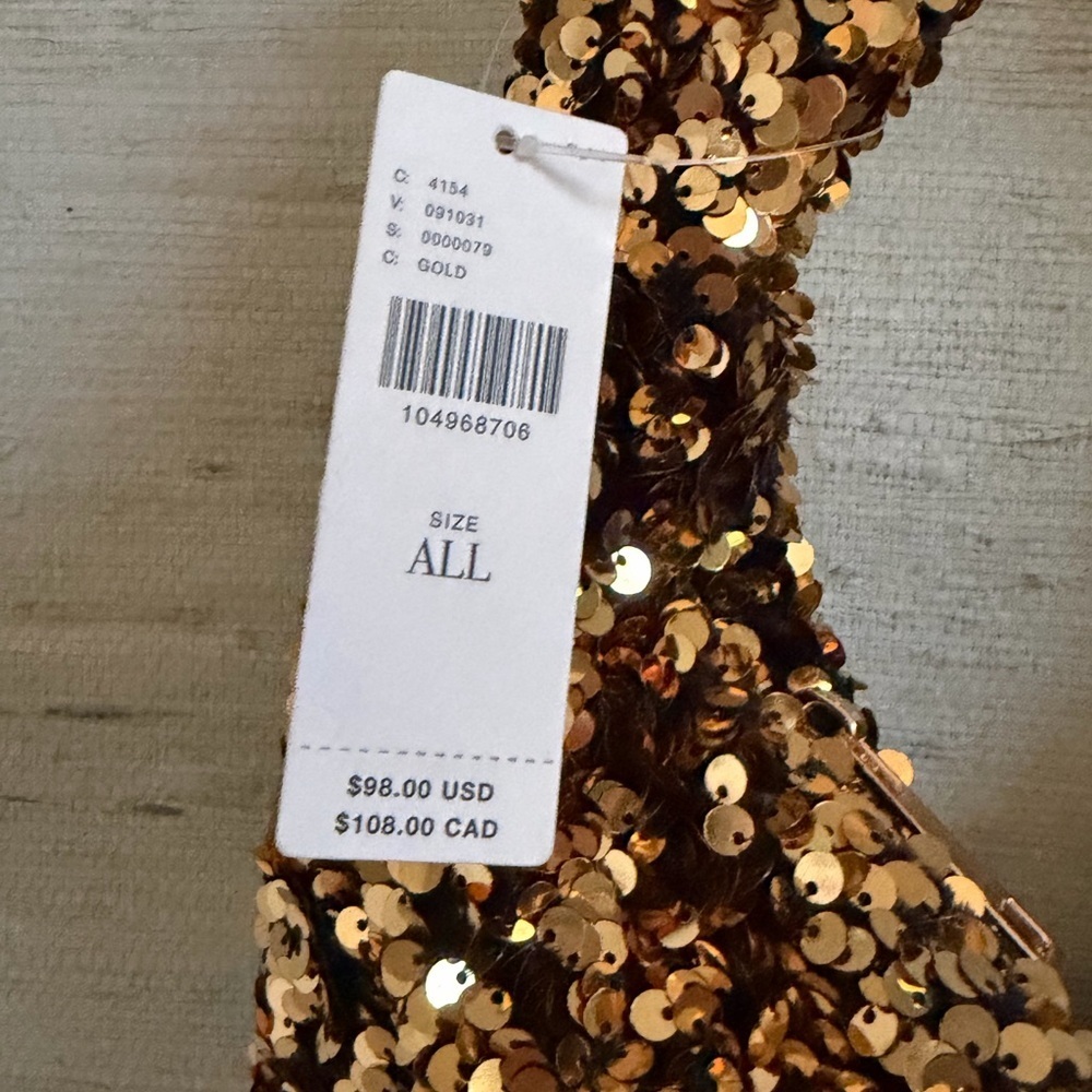 NWT new Anthropologie paillette sequin crescent bag gold purse - Picture 5 of 15